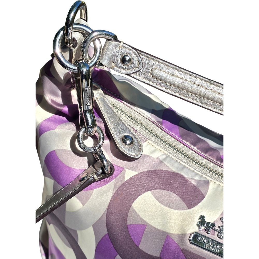 Coach Poppy Madison Shoulder Bag Womens Medium Purple Silver 14291 - Picture 6 of 16